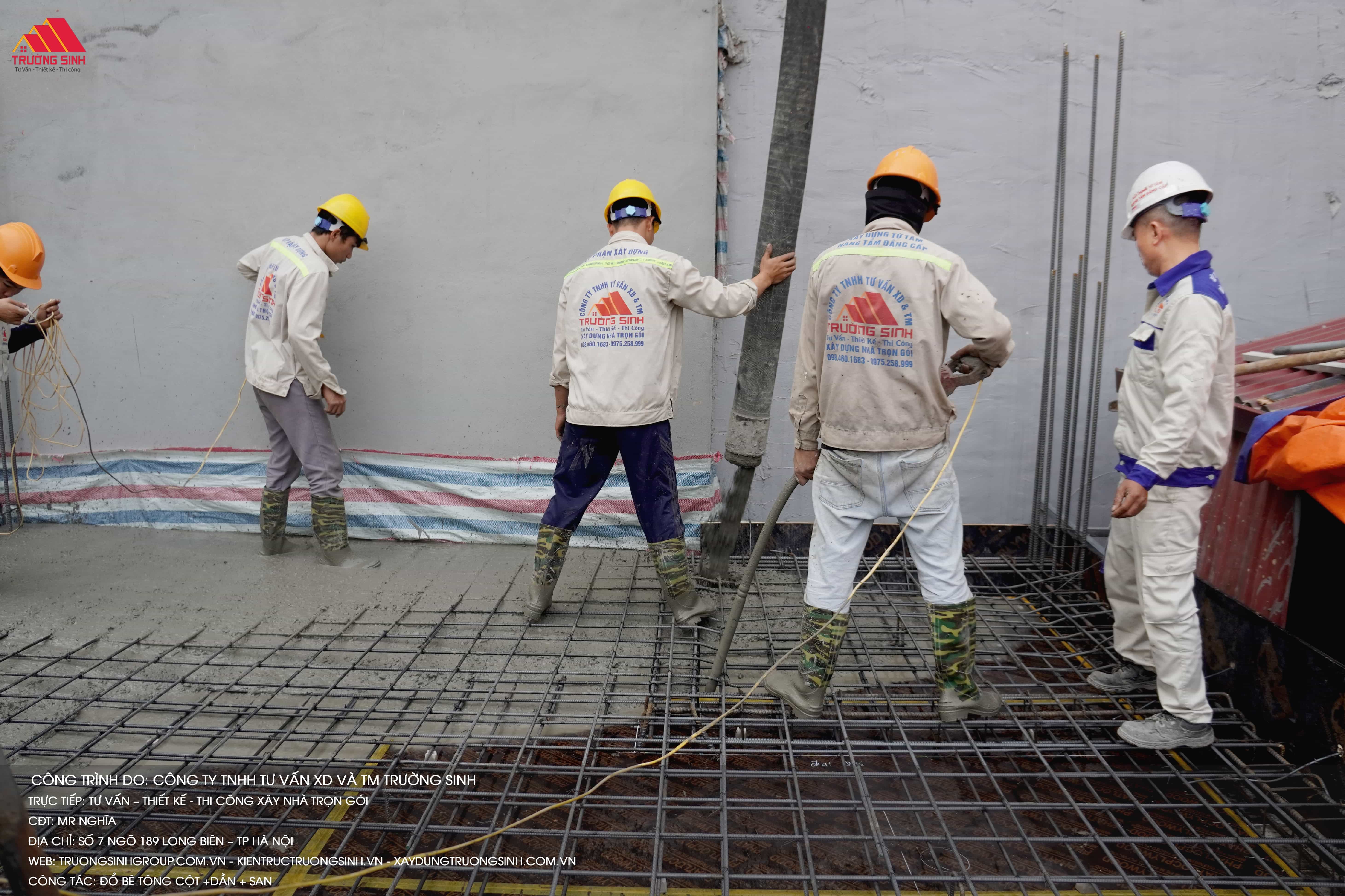 Trường Sinh áp dụng biện pháp đổ bê tông toàn khối Cột + Dầm + Sàn đảm bảo kết cấu vững chắc